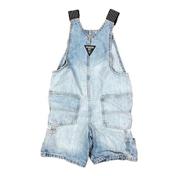 Osh Kosh carpenter shortalls denim engineer stripe straps 5T - Picture 3 of 8